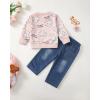 imageKucnuzki Toddler Baby Girl Clothes Long Sleeve Hoodie Crewneck Sweatshirt Denim Jeans Pants Fall Winter Baby Girl OutfitSweet Love