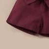 imageKucnuzki Toddler Baby Girl Clothes Summer Outfits Ruffle Sleeveless Linen Shirt Kid Short Set for GirlMaroon