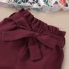 imageKucnuzki Toddler Baby Girl Clothes Summer Outfits Ruffle Sleeveless Linen Shirt Kid Short Set for GirlMaroon