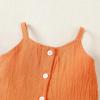 imageKucnuzki Toddler Baby Girl Clothes Summer Outfits Ruffle Sleeveless Linen Shirt Kid Short Set for GirlOrange Checker