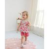 imageKucnuzki Toddler Baby Girl Clothes Summer Outfits Ruffle Sleeveless Linen Shirt Kid Short Set for GirlPink