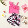 imageKucnuzki Toddler Baby Girl Clothes Summer Outfits Ruffle Sleeveless Linen Shirt Kid Short Set for GirlPink Heart