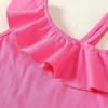 imageKucnuzki Toddler Baby Girl Clothes Summer Outfits Ruffle Sleeveless Linen Shirt Kid Short Set for GirlPink Heart