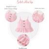 imageKucnuzki Toddler Baby Girl Clothes Summer Outfits Ruffle Sleeveless Linen Shirt Kid Short Set for GirlPink Stripes