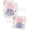 imageKucnuzki Toddler Baby Girl Clothes Summer Outfits Ruffle Sleeveless Linen Shirt Kid Short Set for GirlPink Stripes