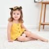 imageKucnuzki Toddler Baby Girl Clothes Summer Outfits Ruffle Sleeveless Linen Shirt Kid Short Set for GirlYellow Black