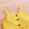 imageKucnuzki Toddler Baby Girl Clothes Summer Outfits Ruffle Sleeveless Linen Shirt Kid Short Set for GirlYellow Black