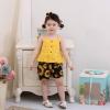 imageKucnuzki Toddler Baby Girl Clothes Summer Outfits Ruffle Sleeveless Linen Shirt Kid Short Set for GirlYellow Black