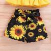imageKucnuzki Toddler Baby Girl Clothes Summer Outfits Ruffle Sleeveless Linen Shirt Kid Short Set for GirlYellow Black