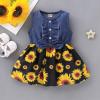 imageKucnuzki Toddler Girl Outfits Baby Sunflower Princess Dresses Denim Summer Sleeveless Clothes Jean Tutu Skirts for GirlsBlack