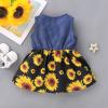 imageKucnuzki Toddler Girl Outfits Baby Sunflower Princess Dresses Denim Summer Sleeveless Clothes Jean Tutu Skirts for GirlsBlack