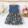 imageKucnuzki Toddler Girl Outfits Baby Sunflower Princess Dresses Denim Summer Sleeveless Clothes Jean Tutu Skirts for GirlsBlack Floral