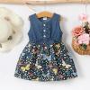 imageKucnuzki Toddler Girl Outfits Baby Sunflower Princess Dresses Denim Summer Sleeveless Clothes Jean Tutu Skirts for GirlsBlack Floral