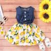 imageKucnuzki Toddler Girl Outfits Baby Sunflower Princess Dresses Denim Summer Sleeveless Clothes Jean Tutu Skirts for GirlsBlue Yellow