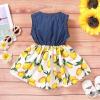 imageKucnuzki Toddler Girl Outfits Baby Sunflower Princess Dresses Denim Summer Sleeveless Clothes Jean Tutu Skirts for GirlsBlue Yellow