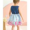 imageKucnuzki Toddler Girl Outfits Baby Sunflower Princess Dresses Denim Summer Sleeveless Clothes Jean Tutu Skirts for GirlsFloral Striped