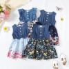 imageKucnuzki Toddler Girl Outfits Baby Sunflower Princess Dresses Denim Summer Sleeveless Clothes Jean Tutu Skirts for GirlsFloral Striped