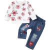 imageKucnuzki Toddler Baby Girl Clothes Long Sleeve Hoodie Crewneck Sweatshirt Denim Jeans Pants Fall Winter Baby Girl OutfitPink Flower