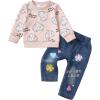 imageKucnuzki Toddler Baby Girl Clothes Long Sleeve Hoodie Crewneck Sweatshirt Denim Jeans Pants Fall Winter Baby Girl OutfitSweet Love