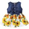 imageKucnuzki Toddler Girl Outfits Baby Sunflower Princess Dresses Denim Summer Sleeveless Clothes Jean Tutu Skirts for GirlsLight Yellow