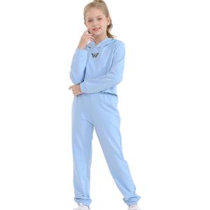 imageKucnuzki 5T Girls Clothes Kids Little Girls Clothing Sets Blue Hoodies Tops Sweatpants 6T Jogger Sweatsuit Fall Clothes Cute School Girl Outfits 5 6 Year Old