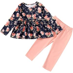 imageKucnuzki Baby Girl Clothes 1218 Months Girl Outfit Toddler Baby Ruffle Floral Shirt Top Pink Pants Set Girl Fall Outfit Cute Infant Little Girls Outfits