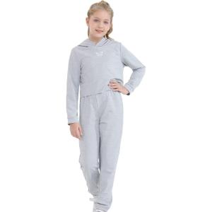 imageKucnuzki 5T Girls Clothes Kids Little Girls Clothing Sets Grey Hoodies Tops Sweatpants 6T Jogger Sweatsuit Fall Clothes Cute School Girl Outfits 5 6 Year Old