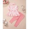 imageKucnuzki Baby Girl Clothes Toddler Girl Outfit Cute Shirt Ruffle Top Pant Set Fall Winter Clothing For GirlWhite Pink