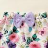 imageKucnuzki Toddler Baby Girl Clothes Summer Outfits Ruffle Sleeveless Linen Shirt Kid Short Set for GirlKt Purple