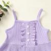 imageKucnuzki Toddler Baby Girl Clothes Summer Outfits Ruffle Sleeveless Linen Shirt Kid Short Set for GirlKt Purple