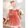imageKucnuzki Toddler Baby Girl Clothes Velvet Dress Solid Little Flower Girl Dress Princess Casual Party Dress for Girl FallPink