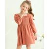 imageKucnuzki Toddler Baby Girl Clothes Velvet Dress Solid Little Flower Girl Dress Princess Casual Party Dress for Girl FallPlain Pink