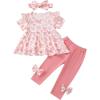 imageKucnuzki Baby Girl Clothes Toddler Girl Outfit Cute Shirt Ruffle Top Pant Set Fall Winter Clothing For GirlWhite Pink