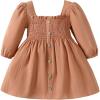 imageKucnuzki Toddler Baby Girl Clothes Velvet Dress Solid Little Flower Girl Dress Princess Casual Party Dress for Girl FallPlain Pink