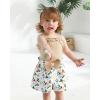 imageKucnuzki Toddler Baby Girl Clothes Sleeveless Tank Tops Ruffle Halter Shirts Floral Shorts 2 Piece Set Summer OutfitsApricot