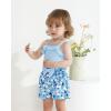 imageKucnuzki Toddler Baby Girl Clothes Sleeveless Tank Tops Ruffle Halter Shirts Floral Shorts 2 Piece Set Summer OutfitsBlue