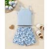imageKucnuzki Toddler Baby Girl Clothes Sleeveless Tank Tops Ruffle Halter Shirts Floral Shorts 2 Piece Set Summer OutfitsBlue