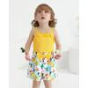 imageKucnuzki Toddler Baby Girl Clothes Sleeveless Tank Tops Ruffle Halter Shirts Floral Shorts 2 Piece Set Summer OutfitsYellow