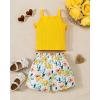imageKucnuzki Toddler Baby Girl Clothes Sleeveless Tank Tops Ruffle Halter Shirts Floral Shorts 2 Piece Set Summer OutfitsYellow