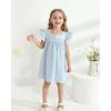 imageKucnuzki Baby Girl Clothes Toddler Girls Summer Dress Ruffle Fly Sleeve Casual Sundress Square Neck Cute Outfit for KidsBlue