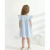 imageKucnuzki Baby Girl Clothes Toddler Girls Summer Dress Ruffle Fly Sleeve Casual Sundress Square Neck Cute Outfit for KidsBlue