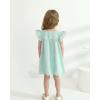 imageKucnuzki Baby Girl Clothes Toddler Girls Summer Dress Ruffle Fly Sleeve Casual Sundress Square Neck Cute Outfit for KidsGreen