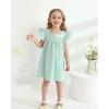 imageKucnuzki Baby Girl Clothes Toddler Girls Summer Dress Ruffle Fly Sleeve Casual Sundress Square Neck Cute Outfit for KidsGreen