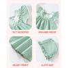 imageKucnuzki Baby Girl Clothes Toddler Girls Summer Dress Ruffle Fly Sleeve Casual Sundress Square Neck Cute Outfit for KidsGreen