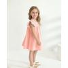 imageKucnuzki Baby Girl Clothes Toddler Girls Summer Dress Ruffle Fly Sleeve Casual Sundress Square Neck Cute Outfit for KidsPink