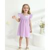 imageKucnuzki Baby Girl Clothes Toddler Girls Summer Dress Ruffle Fly Sleeve Casual Sundress Square Neck Cute Outfit for KidsPurple