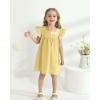 imageKucnuzki Baby Girl Clothes Toddler Girls Summer Dress Ruffle Fly Sleeve Casual Sundress Square Neck Cute Outfit for KidsYellow