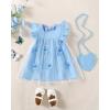 imageKucnuzki Baby Girl Clothes Toddler Girls Summer Fairy Tulle Dress Ruffle Fly Sleeve Casual Sundress Cute Outfit for KidsBlue