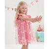 imageKucnuzki Baby Girl Clothes Toddler Girls Summer Fairy Tulle Dress Ruffle Fly Sleeve Casual Sundress Cute Outfit for KidsPink