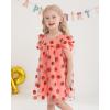 imageKucnuzki Baby Girl Clothes Toddler Girls Summer Fairy Tulle Dress Ruffle Fly Sleeve Casual Sundress Cute Outfit for KidsStrawberry